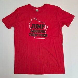 Gildan Softstyle “Jump Around Together” Wisconsin T-Shirt – Red – Men’s L